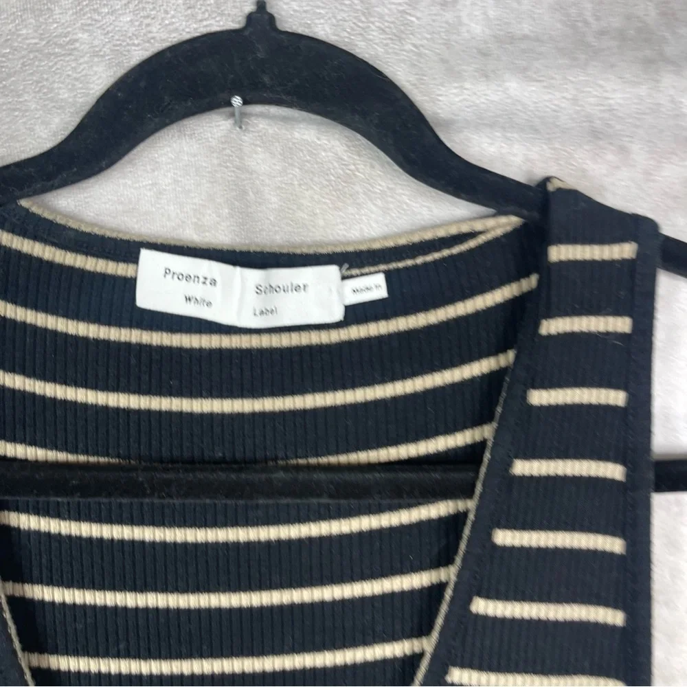 Proenza Schouler White Label Striped Ribbed-Knit Sleeveless Dress In Black Sz L - Picture 8 of 10